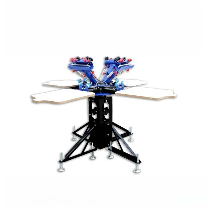 

E442L floor trimming four-color four-station double-wheel to four-color screen printing machine
