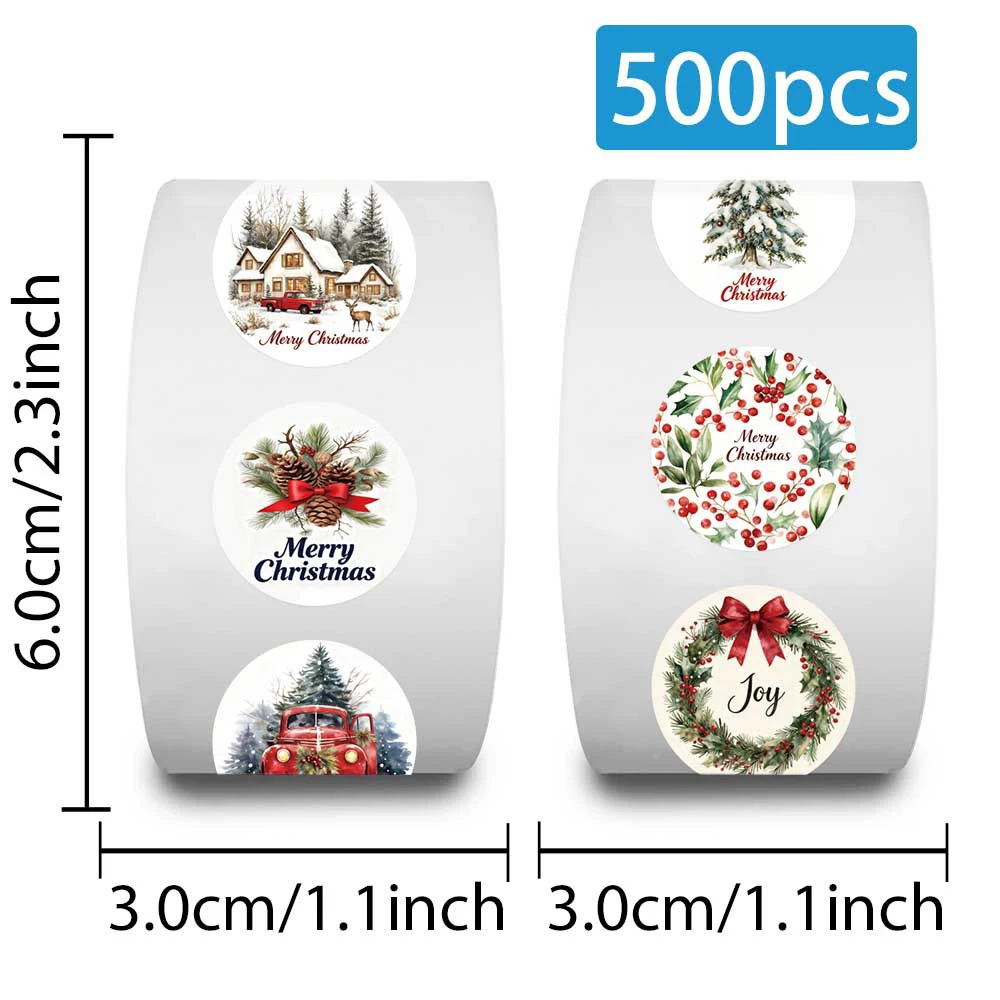 500 pz/rotolo Cartoon Carino Buon Natale Estetico Sigillo Adesivi Decalcomanie Vintage per Laptop Valigia Decorazione Adesivo Giocattolo Regalo