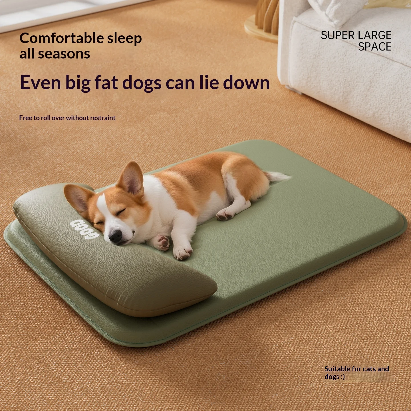 Cama transpirable para perros y gatos con almohada fresca lavable - imagen 4