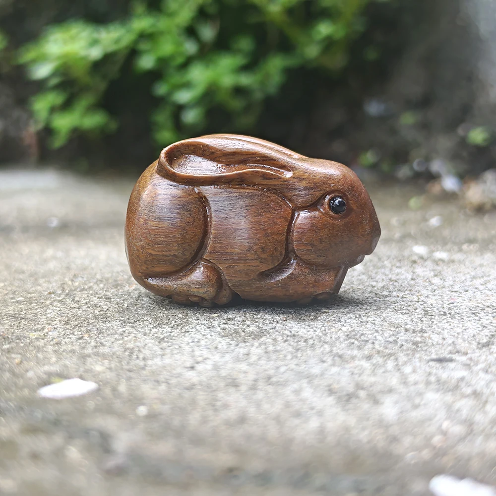 1.2 Inch Wooden Rabbit Figurine, Ethnic Style, Simple Style, Suitable for Holiday Decorations, Home Decorations, Christmas Decorations, Tabletop Decorations, Living Room, Party Decorations