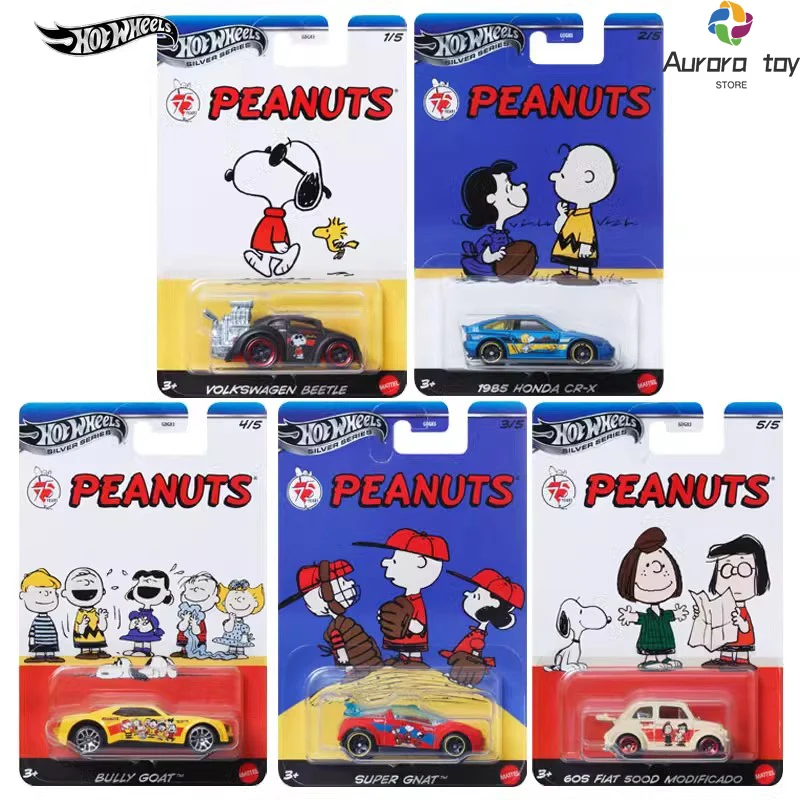 1/64 Hot Wheels Car Model Snoopy PEANUTS Series Honda CR-X Volkswagen Collection Alloy Cars Model Ornament Boy Birthday Toy Gift