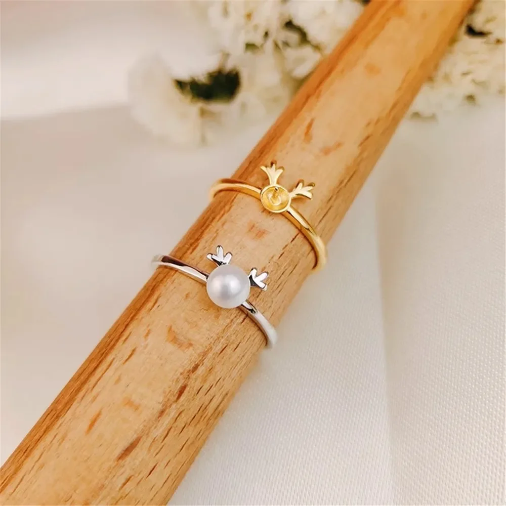 Wholesale Classic 925 Silver Ring Accessorie Settings Adjustable Blank Pearl Ring Setting Base For Women Diy Jewelry Making J004