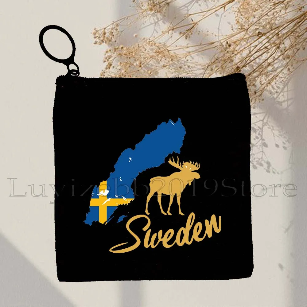 محفظة عملات قماشية من السويد ، حافظة مفاتيح ، حقيبة تخزين صغيرة ، حقيبة بسحاب ، معطف سلاح ، السويد ، قلب حب ، خريطة ، معطف سلاح ، هدايا سويدية #2
