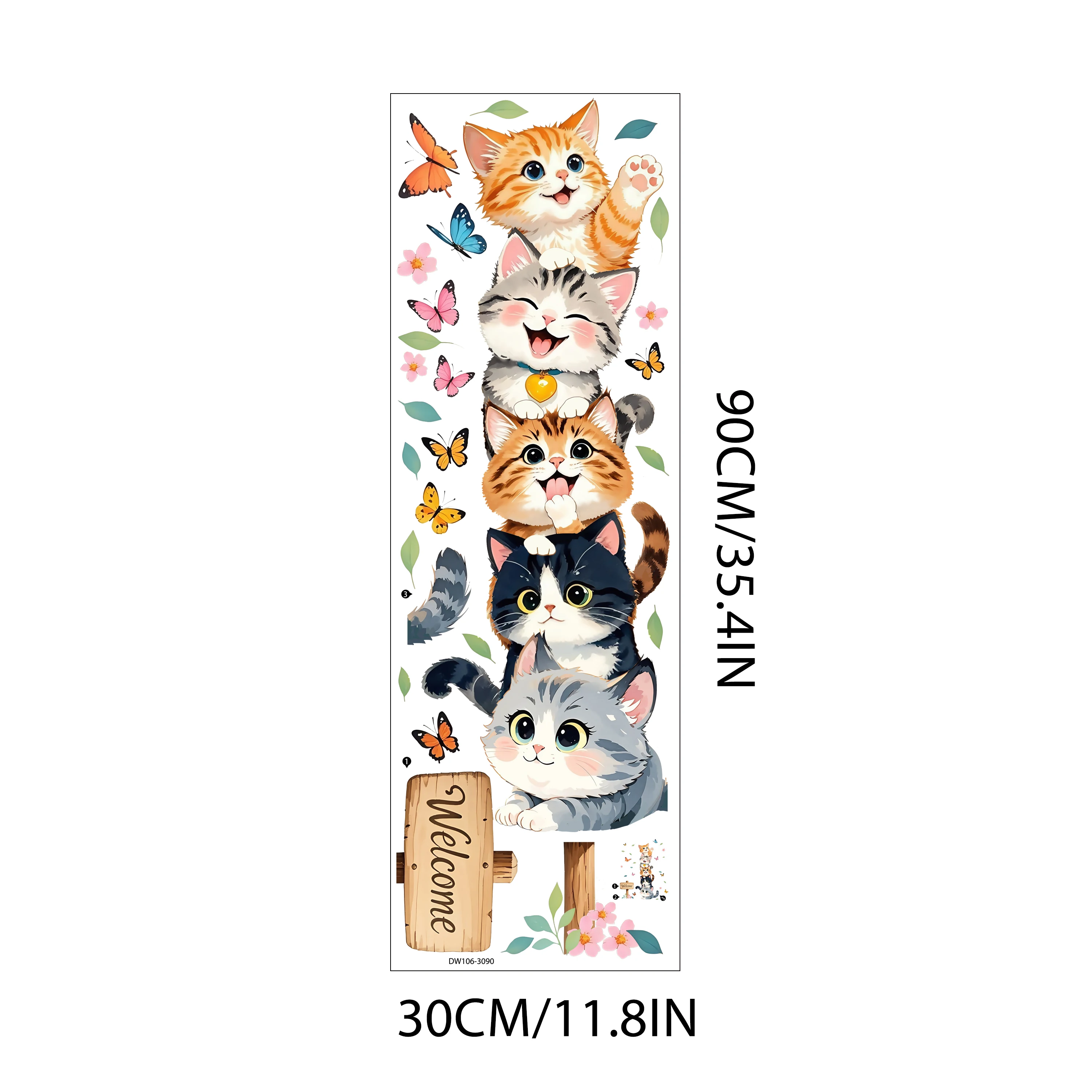 Cat Butterfly Wall Stickers Children's Bedroom Decor Self-Adhesive Wall Decals Wholesale Cute Animal Theme Room Decorations view 5