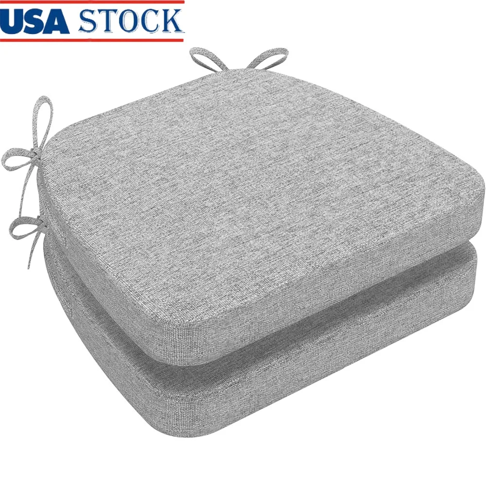 

D-Shaped Chair Cushions with Ties Removable Cover 2 Inch Thick Dining Room Chair Pads Non-Slip Kitchen Seat Cushions