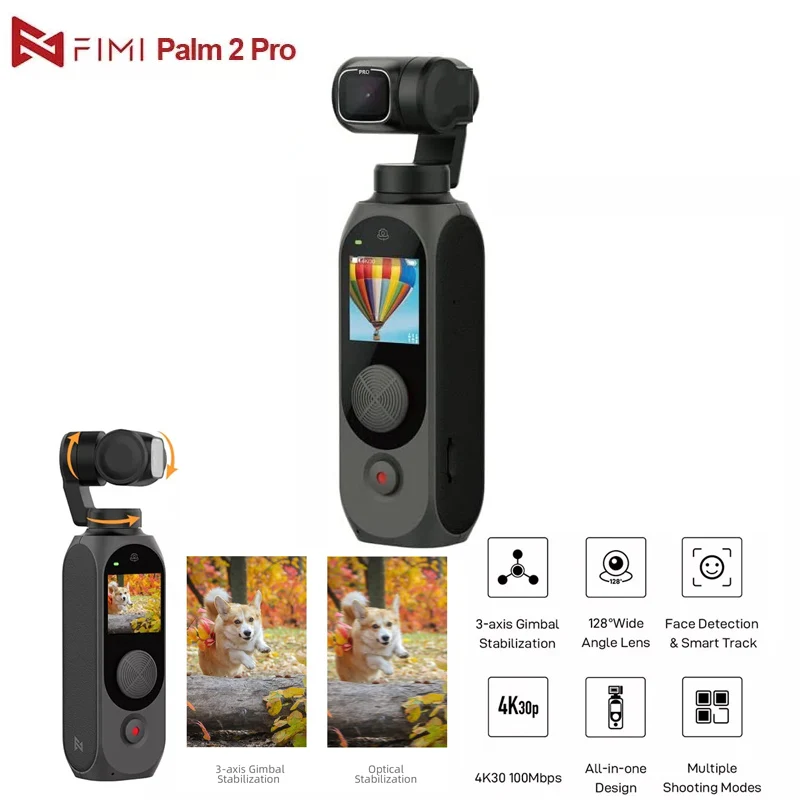 

Original FIMI Palm 2 Pro 3-axis Stabilized Handheld Camera Gimbal Stabilizer Estabilizador Celular 4K 30fps Camera Video