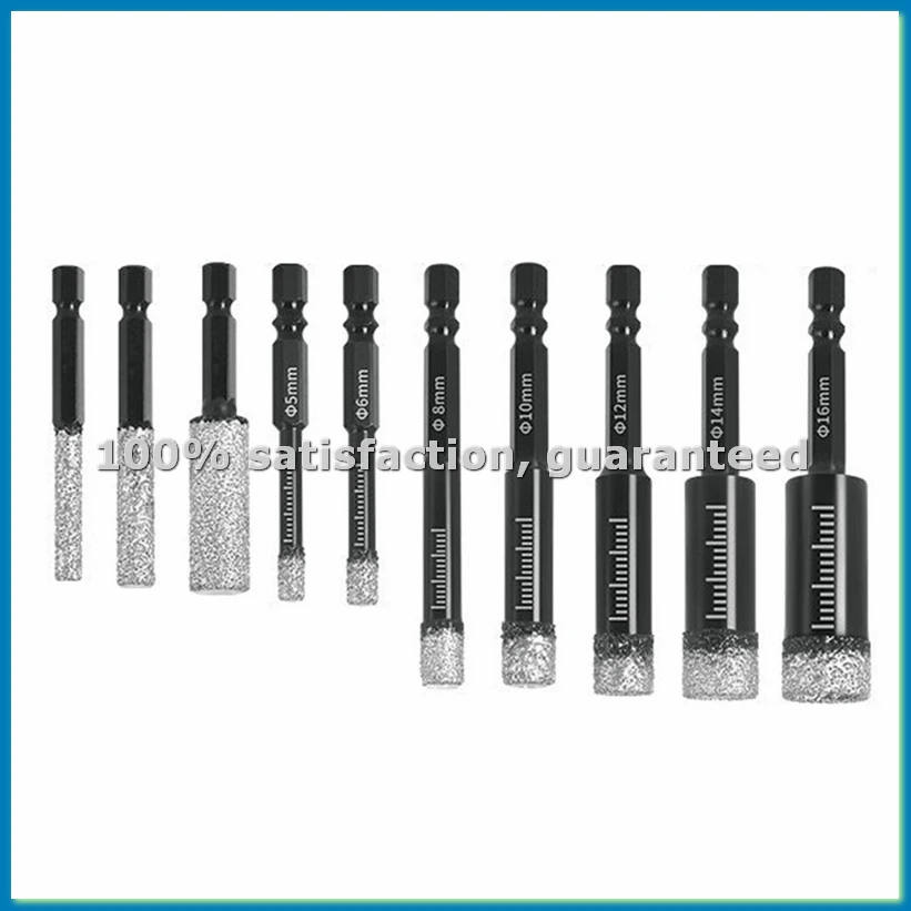 

Набор из 10 алмазных сверл с шестигранным хвостовиком для сухой резки керамической плитки, 5-16 мм, для мрамора и фарфора, корончатые сверла-отверсткоделатели - ABVK