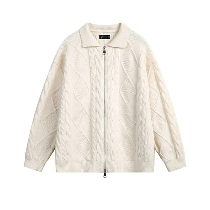 

Мужской кардиган с ромбовидным узором, осенне-зимний, премиум-класса, с отложным воротником, вязаный, Cleanfit Haome Coat