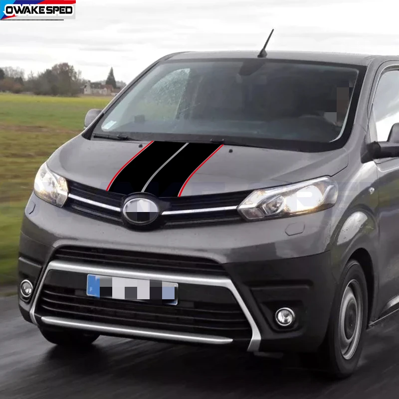 

Racing Sport Stripes Car Hood Bonnet Sticker For Toyota Proace MPV Van Camper Auto Engine Cover Decor Decal Tuning Accessories