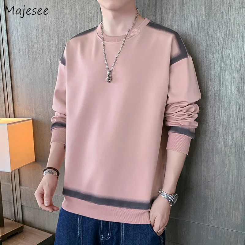 Panalled Sweatshirts Men Baggy Casual Teens All-match Streetwear Handsome Soft Classic Korean Fashion Daily Long Sleeve Clothing