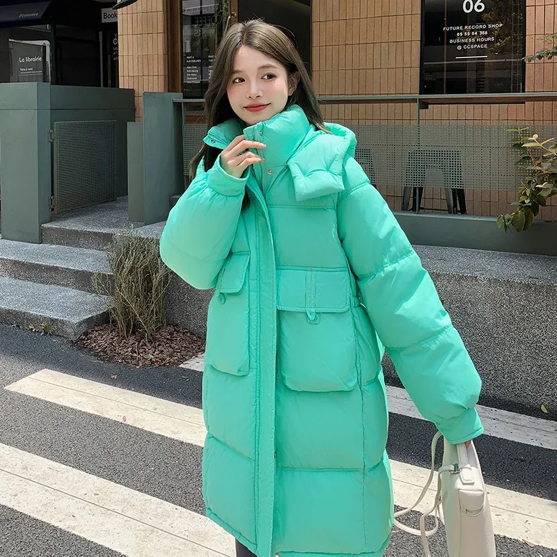 

Thickened Down Cotton Padded Long Women's Coat Loose Fit Hong Kong Style Puffer Jacket Cotton Coat Winter New Padded Jacket