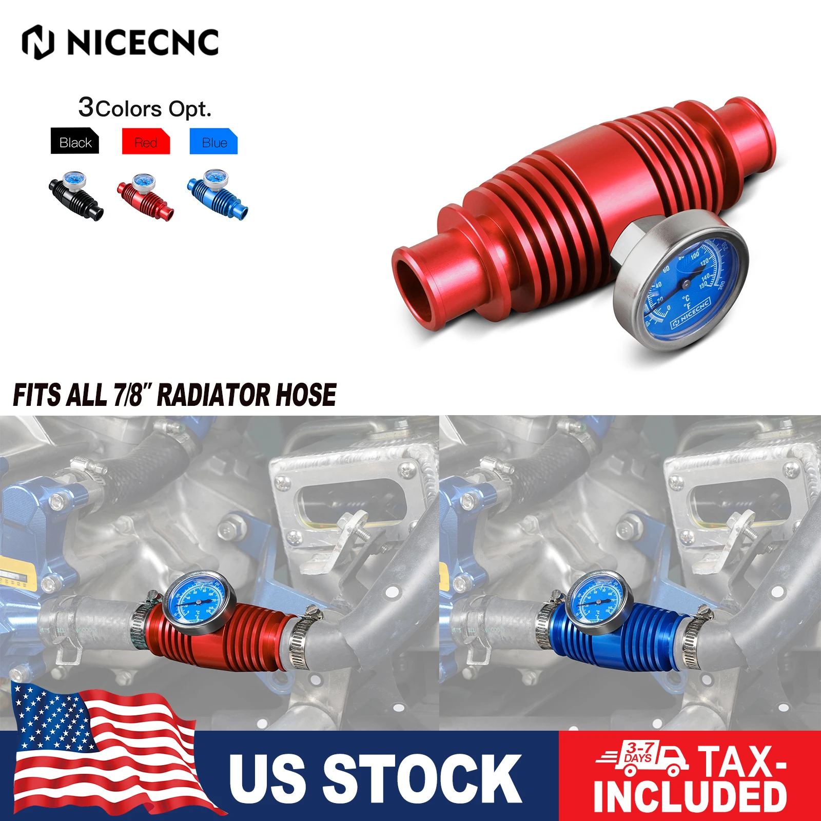 

NICECNC Raptor 700, линейный радиатор охлаждающей жидкости с датчиком температуры для Yamaha YFZ450R Banshee 350 Blaster 200 Honda TRX450R