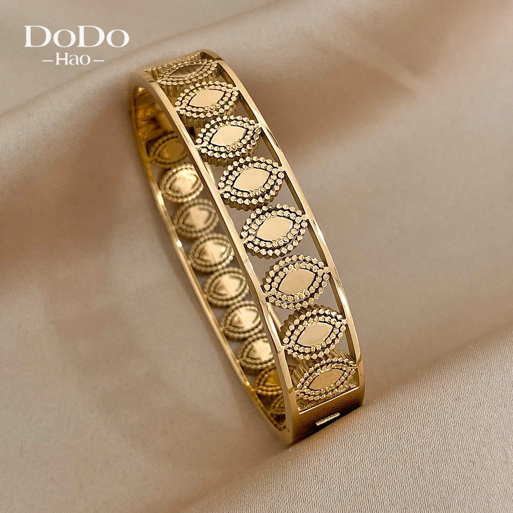 Dodohao กำไลข้อมือสแตนเลส316L เป็นเอกลักษณ์สำหรับผู้หญิงผู้ชายเครื่องประดับชุบทอง