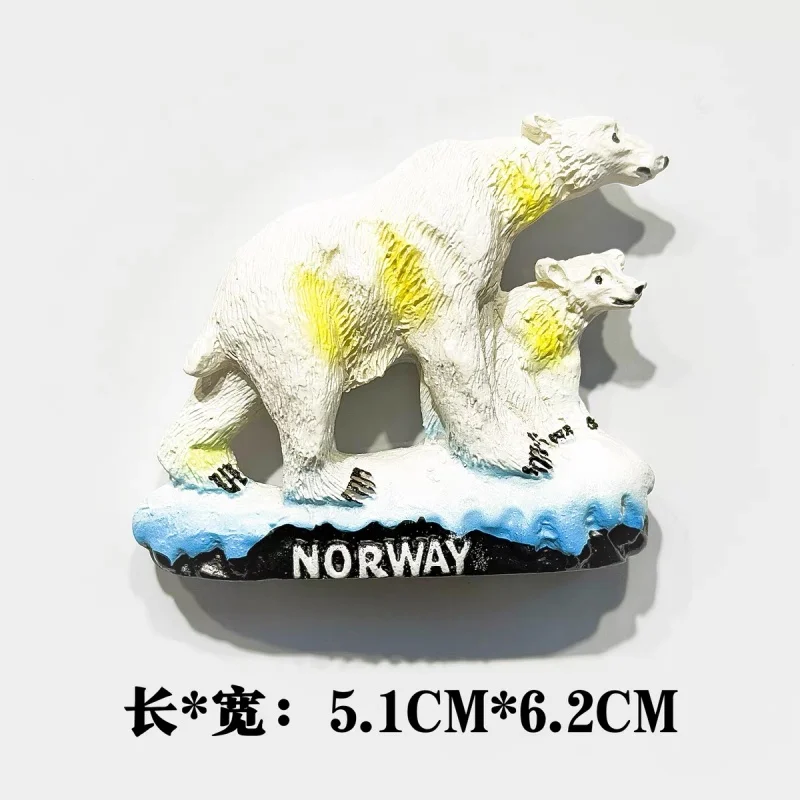 Norway 3D Fridge Magnet Viking Elf Moose Bear Oslo Lofoten Tourist Souvenir Home Refrigerator Decor