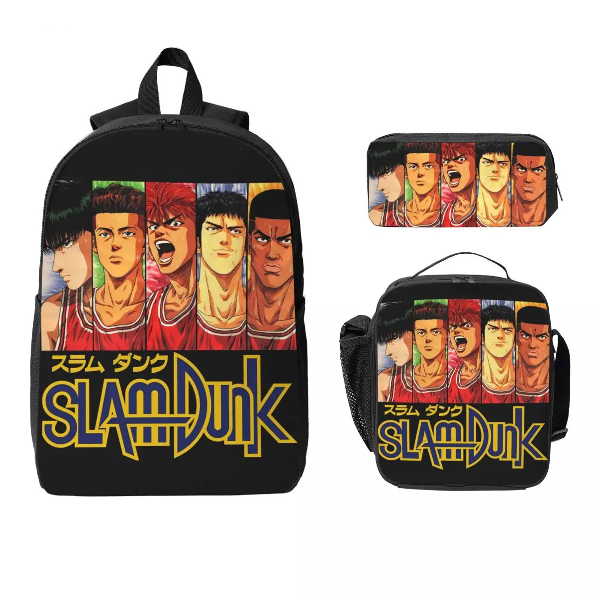 

Sakuragi - Slam Dunk Rukawa Kaede In Action Рюкзак Студенческий Сумка для книг для мальчиков и девочек Школьная сумка 3 шт. Изолированная сумка для обеда Пенал