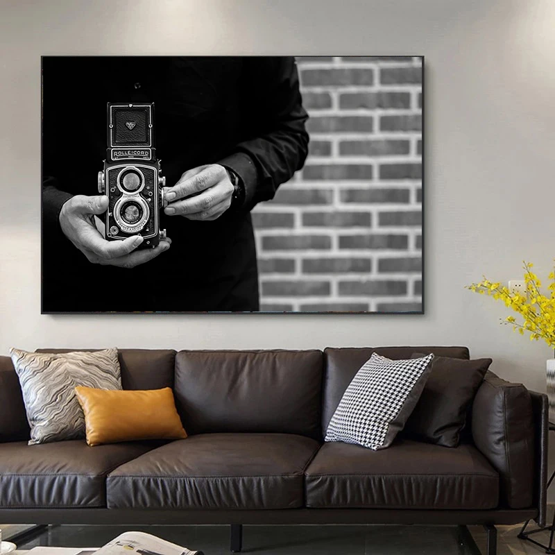 

Figure Portrait Black White Vintage Camera Nordic Posters And Prints Wall Art Canvas Painting Picture For Living Room Home Decor