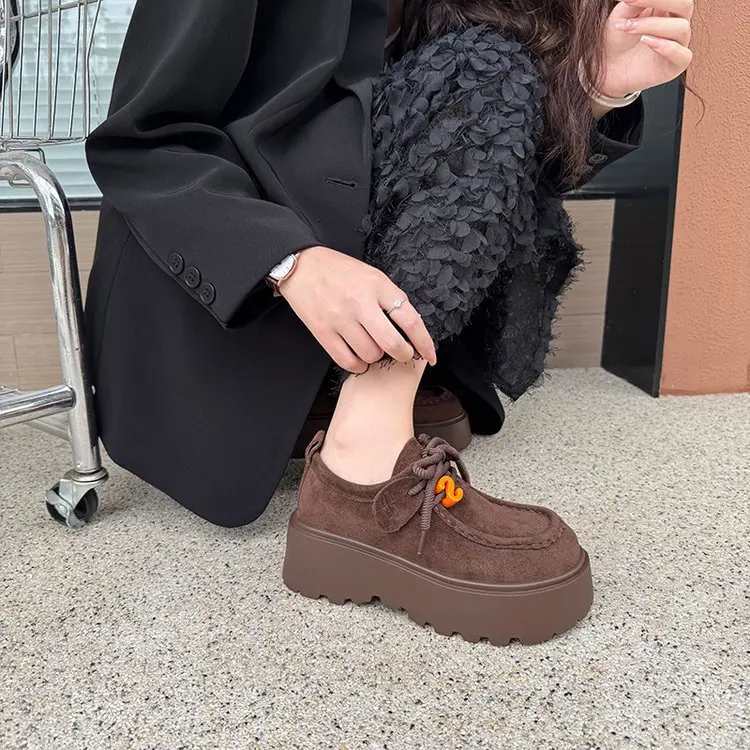 Туфли-кенгуру на толстой подошве, расшитые бисером, женские осенние бархатные повседневные универсальные лоферы-маффины на шнуровке, осень 2023 г.