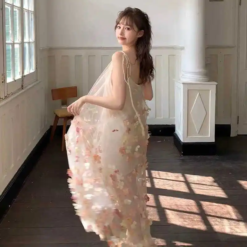 

Ele Chinese Sle Long Floral adient Color Gown Super Fairy T Vaion Sle Morning Robe Dr with Strap