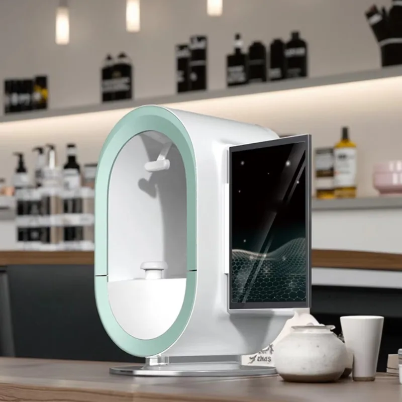 スキンアナライザーマシン フェイシャルアナライザー 木のランプ付き皮膚診断装置 便利なスキンスキャナー分析ツール サロン用3D HD