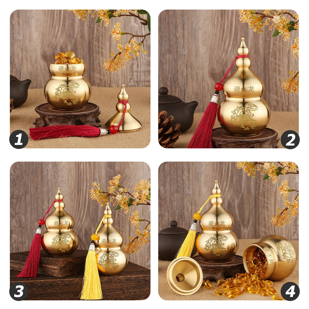 

Brass Gourd Statue Chinese Luck Decorative For Home Office Wealth Decoration Vintage Craft Ornament Home Decor