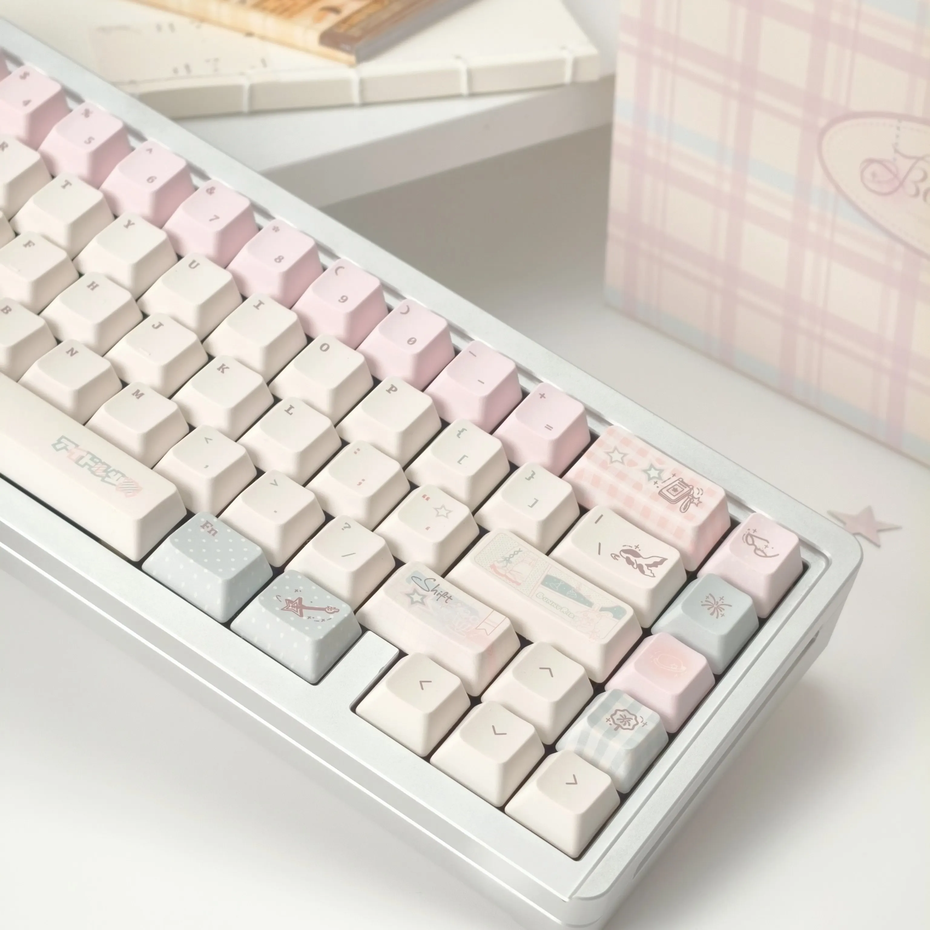 Peach Painting Beauty Theme Keycaps Set PBT FC/cherry Profile Custom Original Handmade Keycaps for Mechanical Keyboard Gift DIY