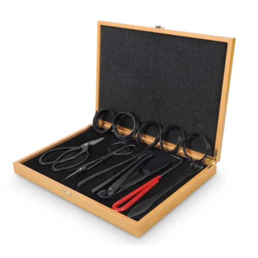 Bonsai Tools Set with Wood Box 12PCS Heavy Duty Bonsai Tree Kit, Trimming Scissor Shears, Concave Cutter, Wire Rolls, Wire Cutt