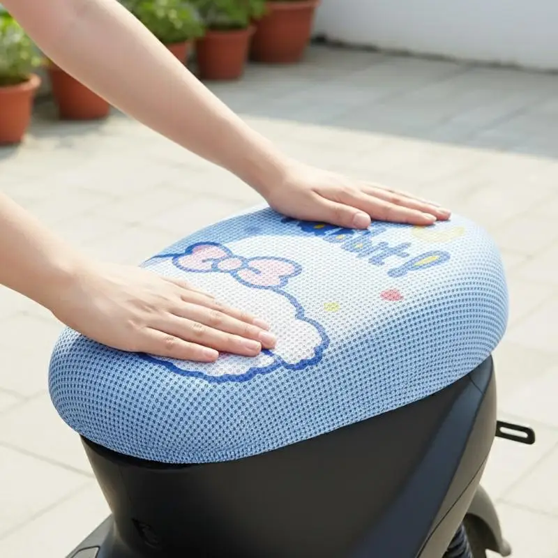 Cartoon Motorcycle Breathable Seat Cover Pad Anti-Slip Cushion Mesh Net Pressure Relief Protector Universal Motorcycle Air Seat