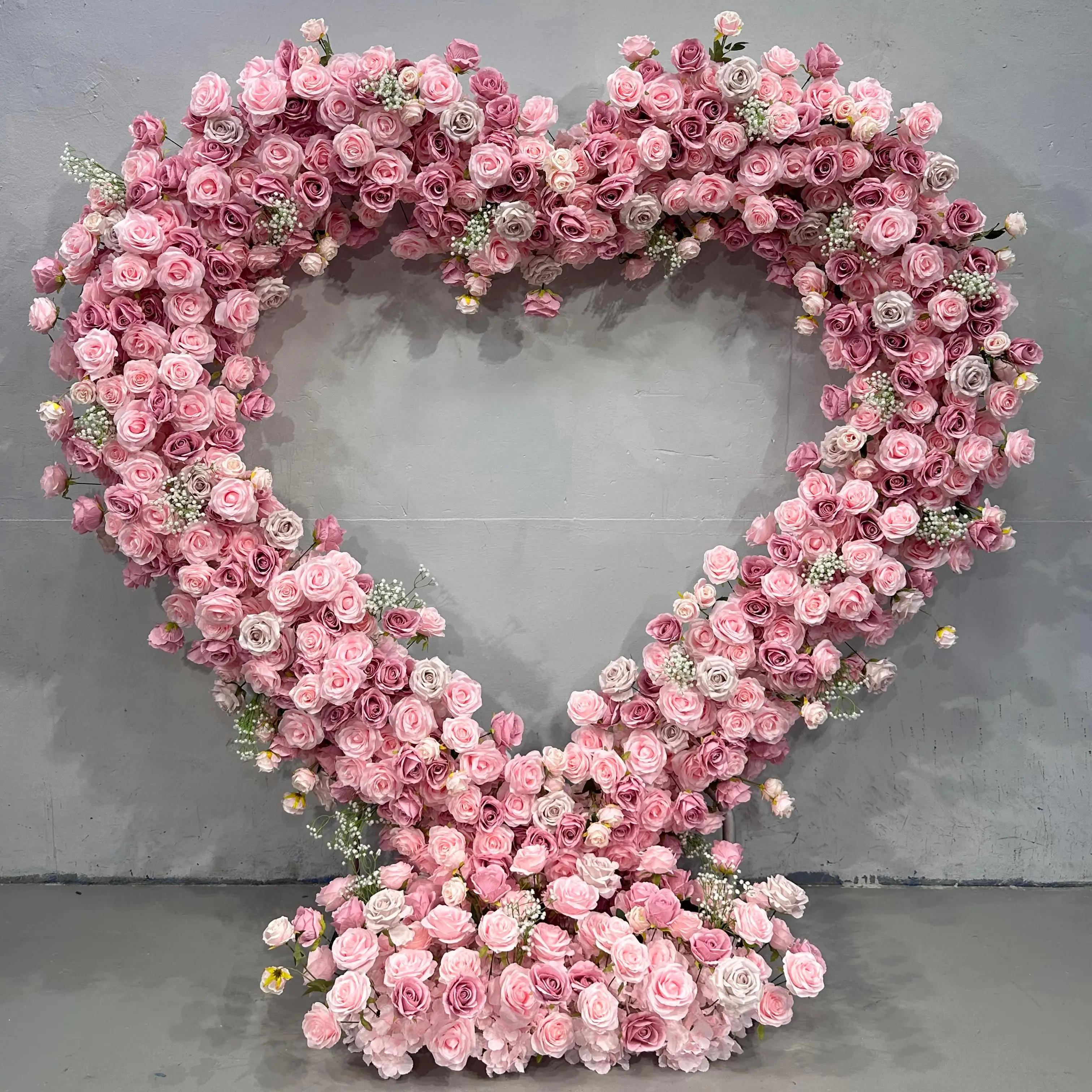 New Design Handmade Adjustable Durable Soft Silk Flower Heart-Shaped Arch Artificial Pink For Wedding With Customized Color/Size