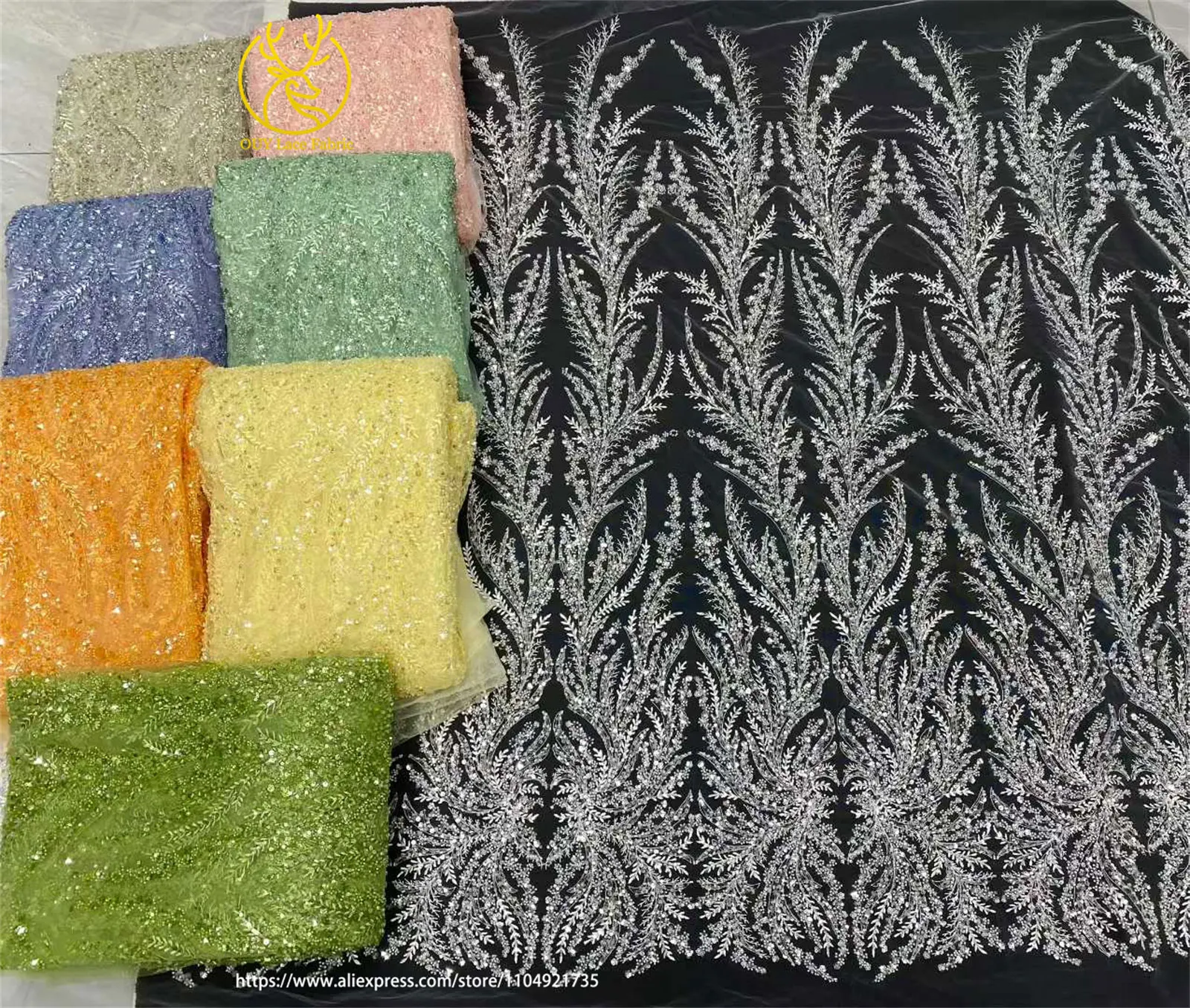 Tecido de renda de malha de lantejoulas francesas 2025 africano nigeriano tule bordado tecido de renda vestido de casamento feminino material de costura 5 jardas