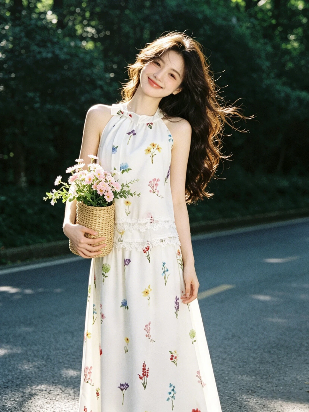 

Elegant Gentle Wind Unique Halter Neck Top Skirt Two-Piece Set Summer 2026 Comfortable Short Sleeveless Cotton High Waist