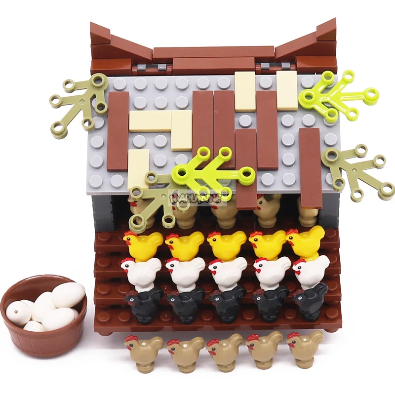 Marumine 173PCS Chicken MOC Farm Building Blocks Parts 95342 DIY Construction City Bricks Model Set Egg Assemble Accessories