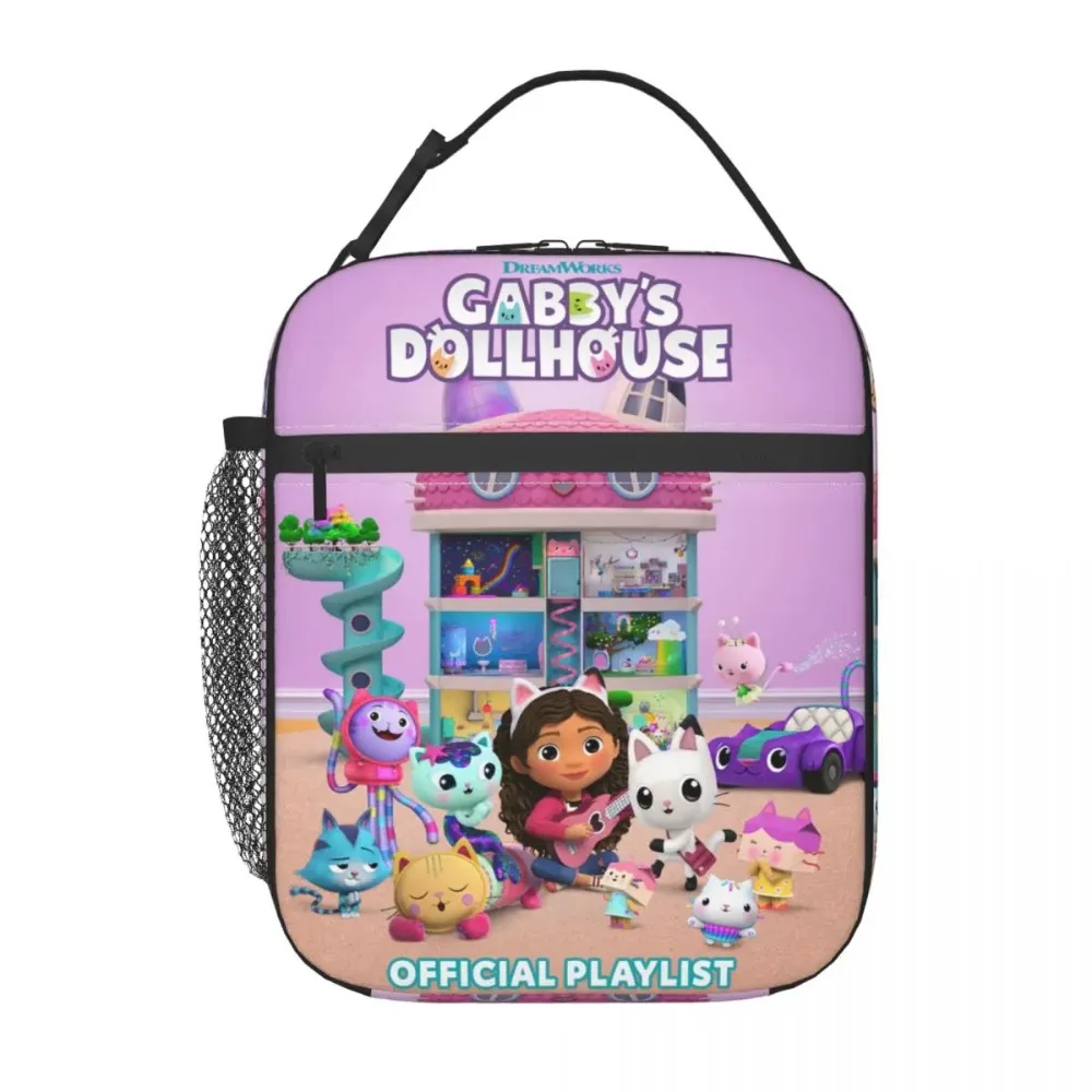 Изолированные сумки для обеда Gabbys Dollhouse для школы и офиса, Pandy Paws Gabby Mermaid Cat, герметичный термохолодильник, коробка для бенто, женская коробка