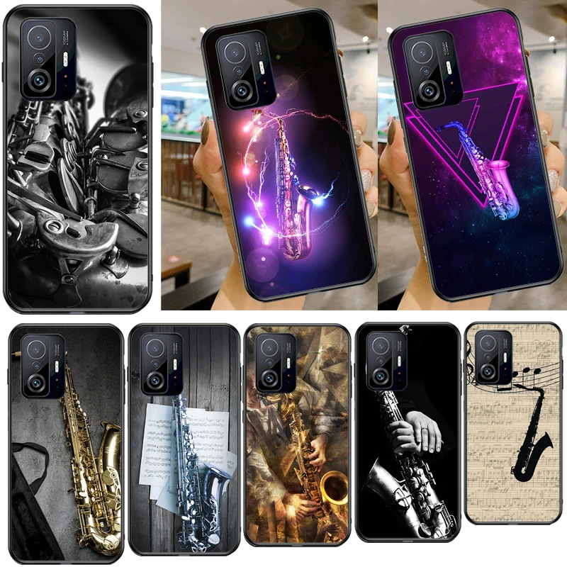 Musical Instruments Saxophone For Xiaomi Mi 11 Lite 9T 10T 11T Pro Case For POCO X3 PRO M3 M4 Pro X3 GT F3 Cover Coque