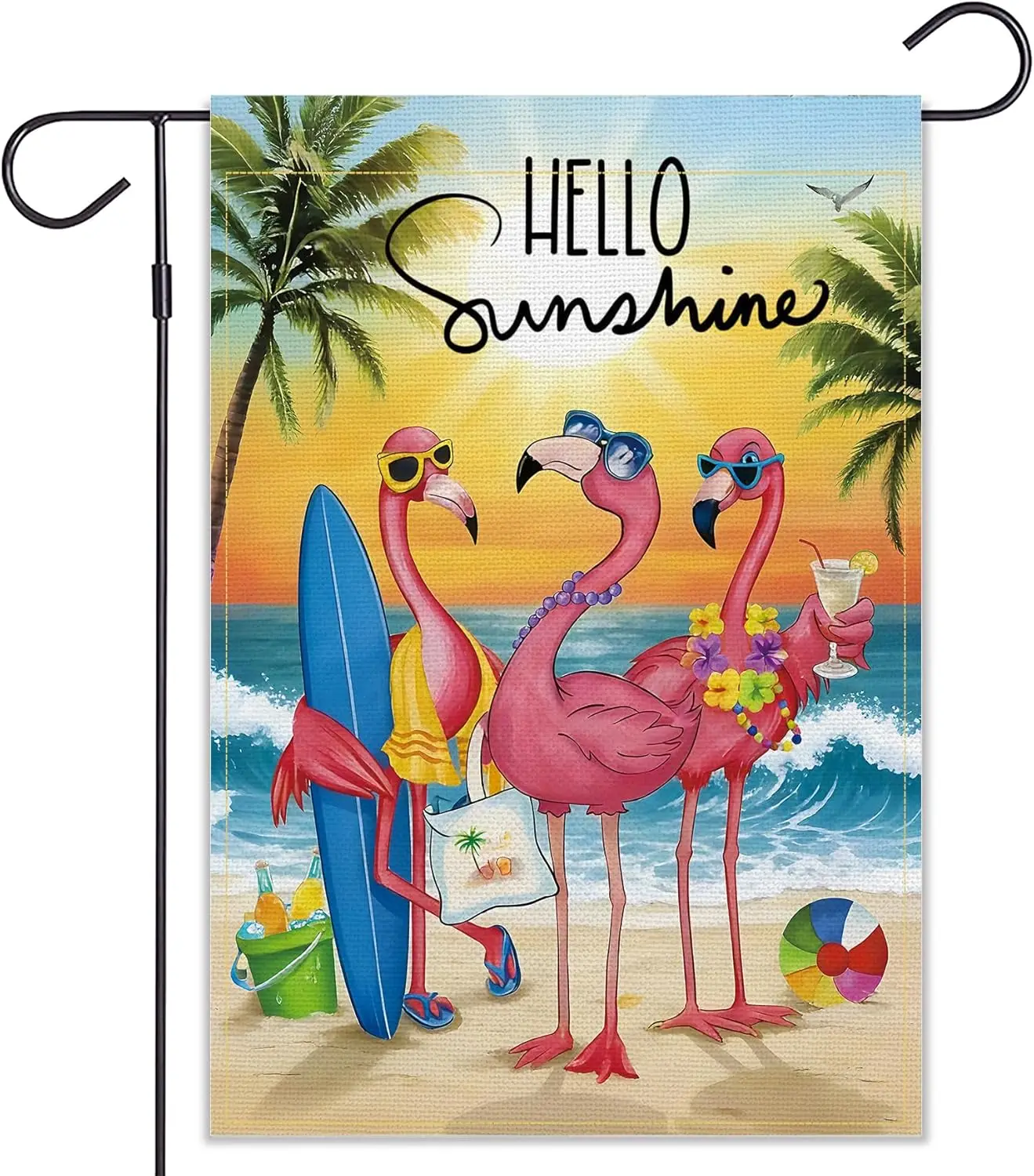 Balgardekor Summer Flamingo Garden Flag Beach Holiday Decoration Outside Small Double Sided Yard Flag 12x18 Inch (Pink, 18&# AAS