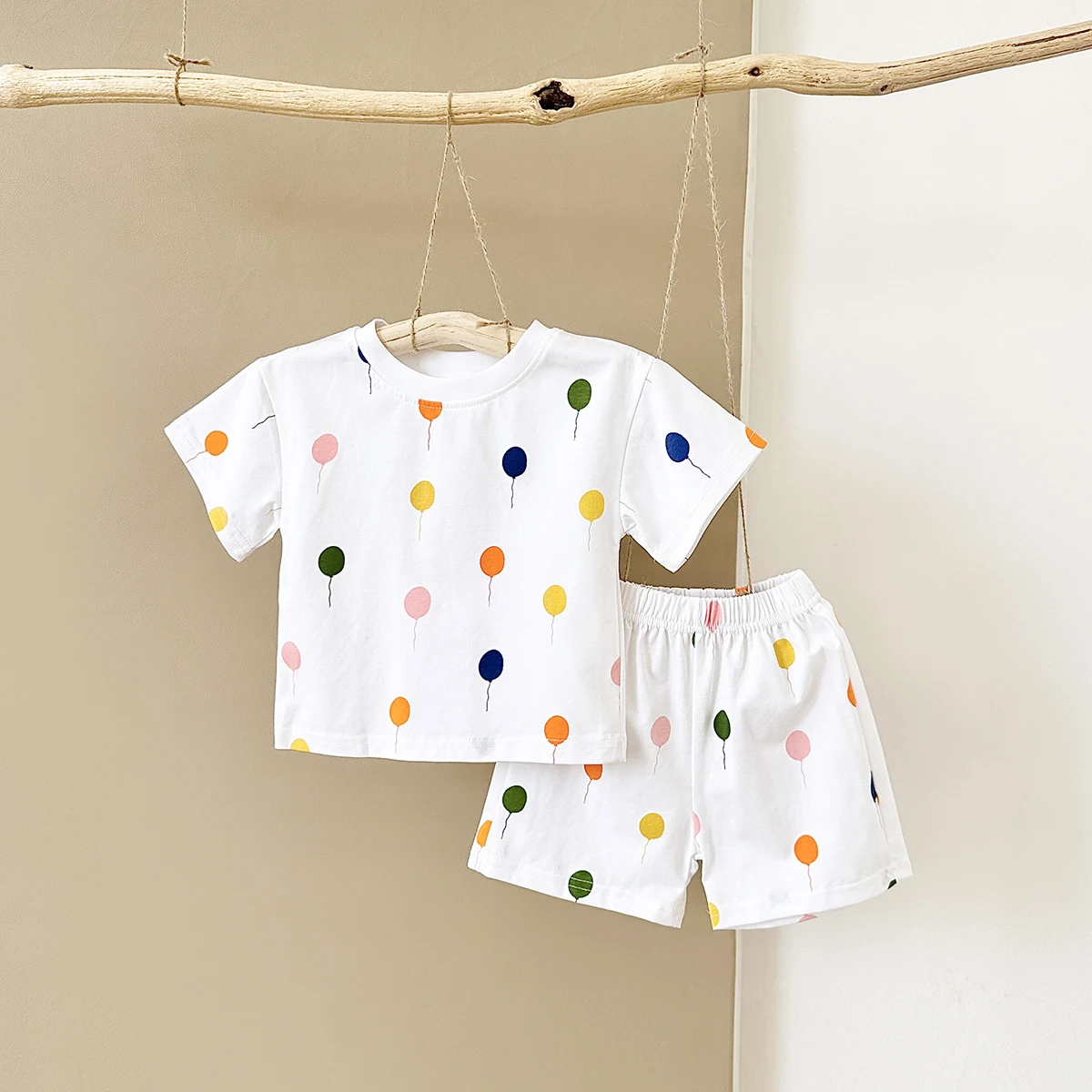 

Summer Baby Girl Boy Clothes Set Cotton Homewear Colorful Balloon Print T-shirt+Shorts Comfortable Breathable Kids Suit