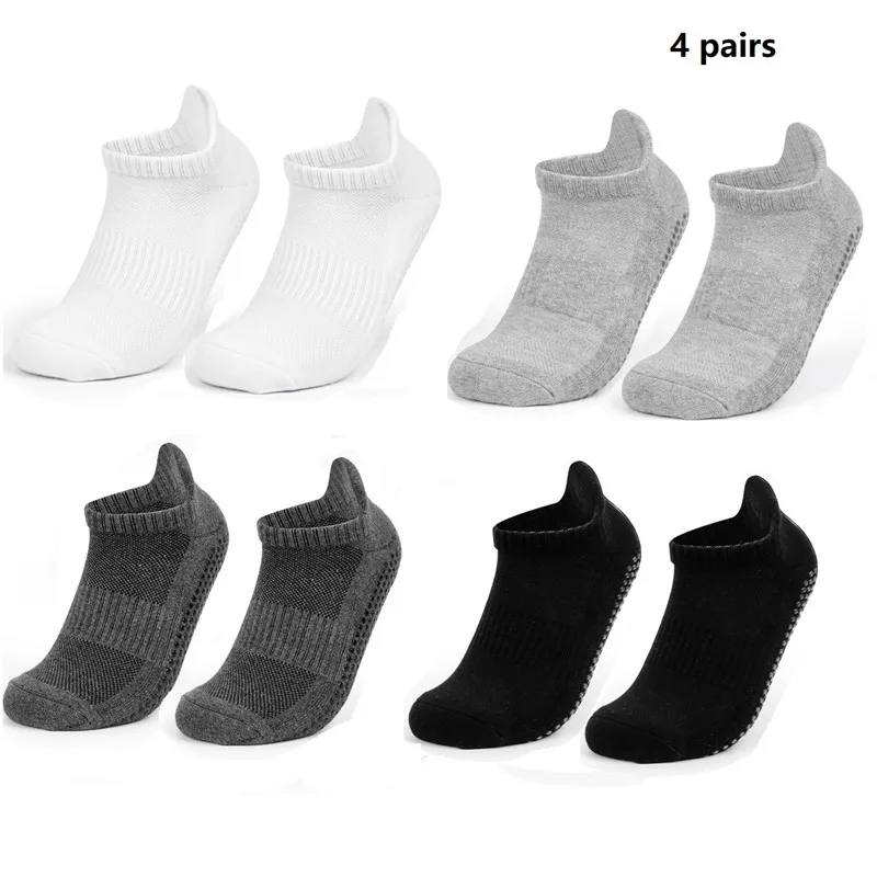 

4 Pairs Women Yoga Socks Silicone Anti-slip Socks Ballet Gym Fitness Sports Cotton Socks Backless Breathable Bandage Dance Shoes