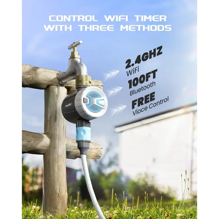 WiFi Sprinkler Timer Water Timer, Brass Inlet Smart Hose Faucet Timer, Automatic Irrigation System Controller for Yard Watering