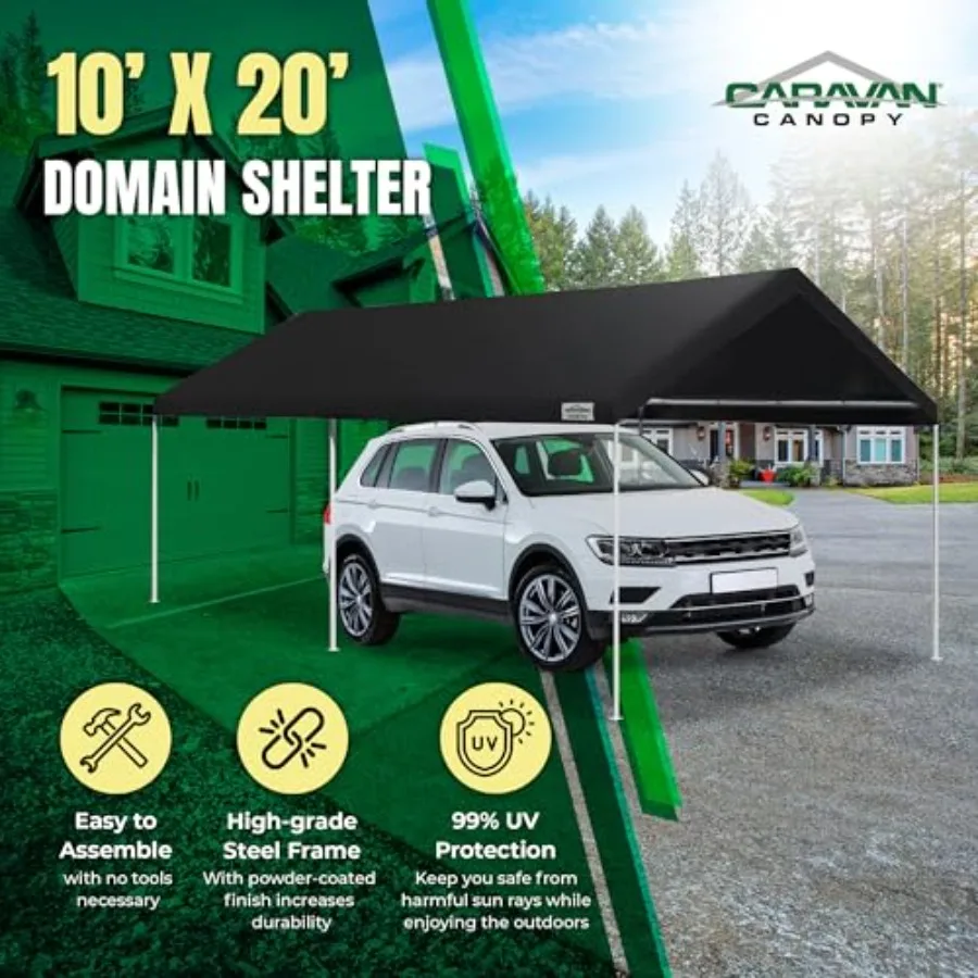 Canopy Domain Pro 200 Straight Leg 10 by 20 Feet Outdoor Canopy Car Tent 10x20 with Durable Powder Coated Steel Frames