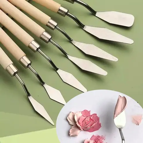 스테인레스 스틸 유화 나이프 세트, 아티스트 공예 뒤집개 팔레트, 유화 믹싱 나이프, 스크레이퍼 아트 도구, 세트당 7 개