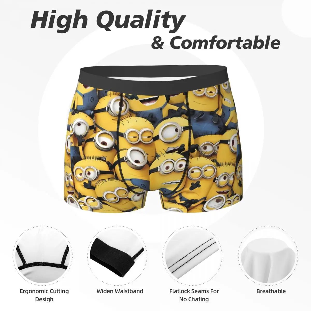 Minions Shorts Briefs Underwear Hot Sale Man Sexy Soft Boxer Shorts Custom Oversize Underpants