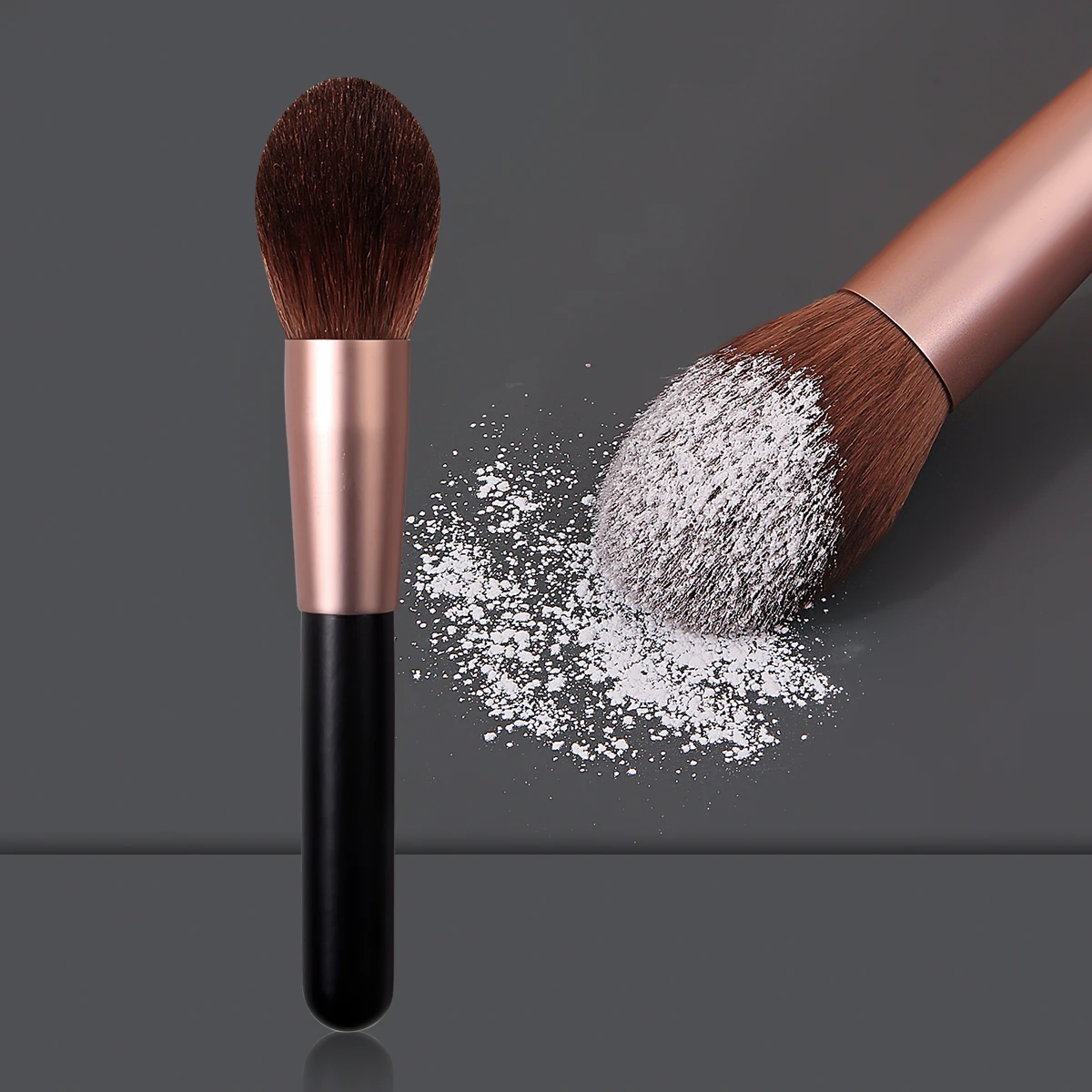 1 قطعة فرشاة ماكياج الشعر الاصطناعية الناعمة المنفوش باللون الذهبي الوردي المهنية بودرة الوجه/أحمر الخدود/فرشاة البودرة السائبة للمبتدئين في ماكياج #1