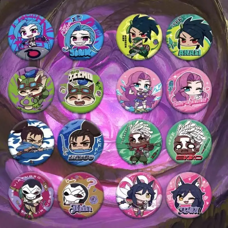 

Набор жестяных значков серии Chibi Набор глухих коробок (всего 8 предметов) Ahri Jinx Akali Teemo Gwen Seraphine Yasuo Ekko Jhin Orianna