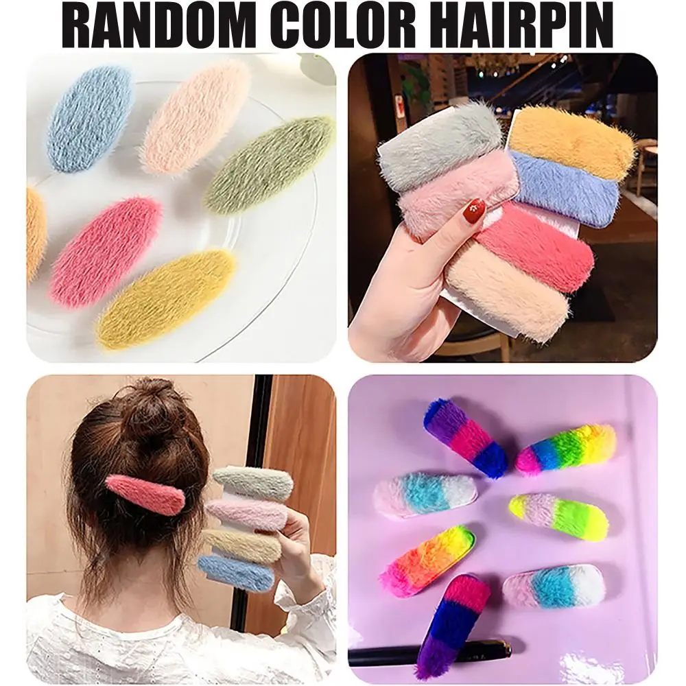 

Hair Ornament Hair Clips Convenient Sweet Headwear Random Color Cute Barrette Fluffy INS Style Plush Hairpin Girls