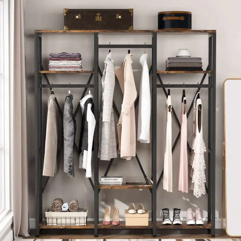 Multifunctional freestanding clothing storage racks for bedrooms and living rooms for storage of wardrobes and bags