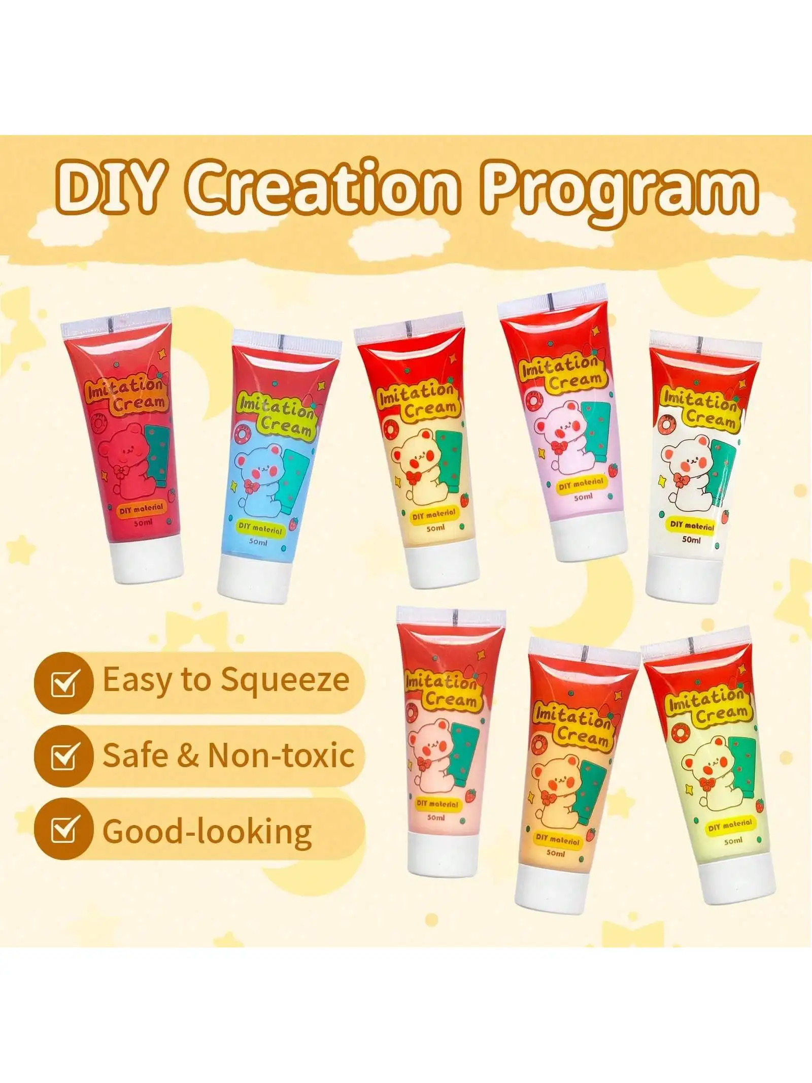 Multi Color Series (50ml Each) DIY Craft Cream Glue, Cream DIY Phone Case Kit & Small Card, for Handmade Crafts and Decorations