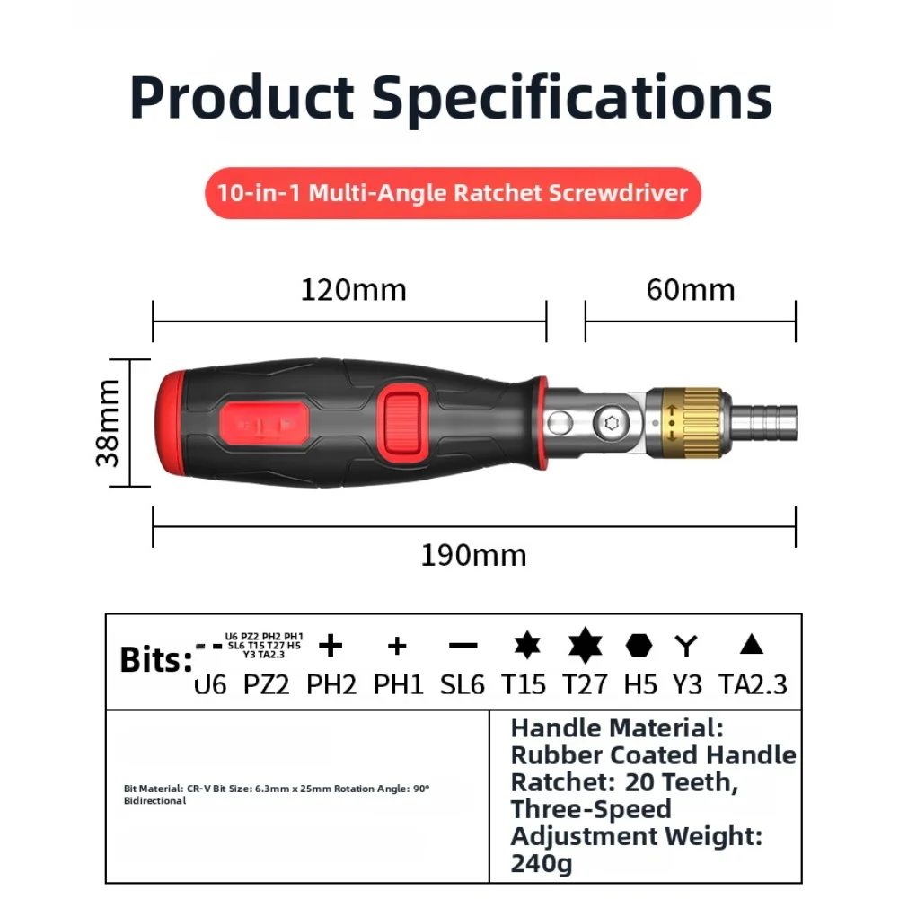 

Ratchet Screwdriver Set Folding Design 10 in 1 and 14 in 1 Multi Tool for Maintenance and Repair Work Chrome Vanadium Steel
