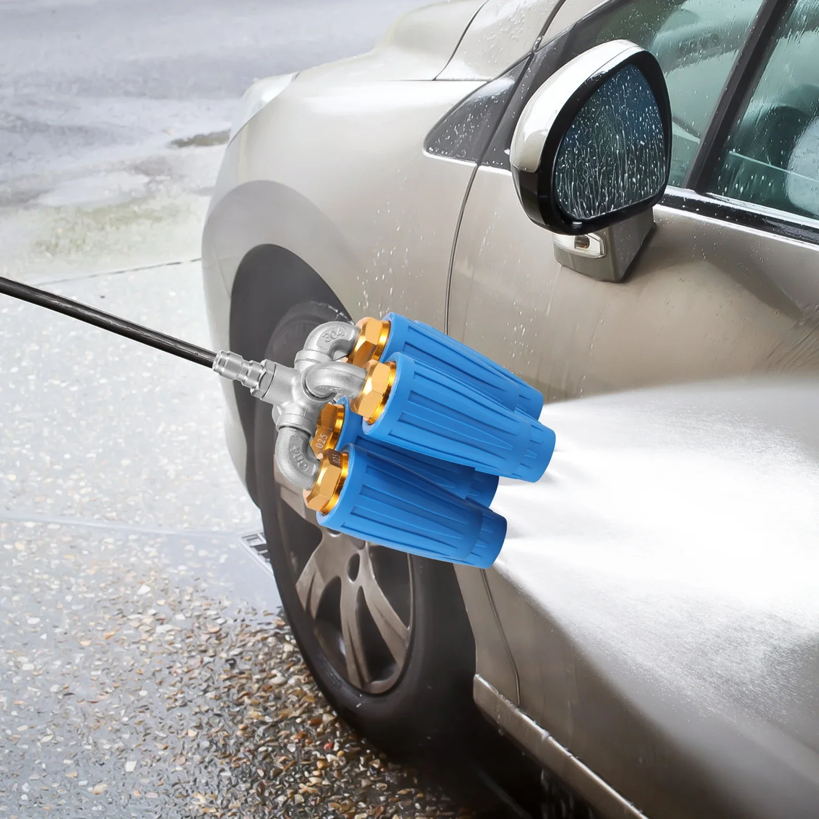 4 in1 4000 PSI Turbo Nozzle 360° Rotating Pressure Washer Nozzle with 1/4 Inch Quick Connector Four heads Sprayer Tips