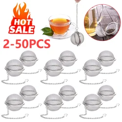 2-50Pcs Tea Infuser Stainless Steel Mesh Tea Ball Spacing Diffusion Ball Loose Leaf Tea Filter Kitchen Tools Loose Herbal Spices