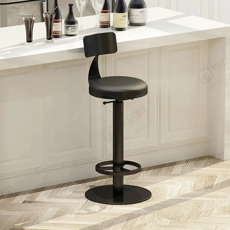 

Modern Designer Bar Stools Nordic Kitchen Backrest Black Luxury High Bar Chair Swivel Design Modern Sillas Para Barra Furniture