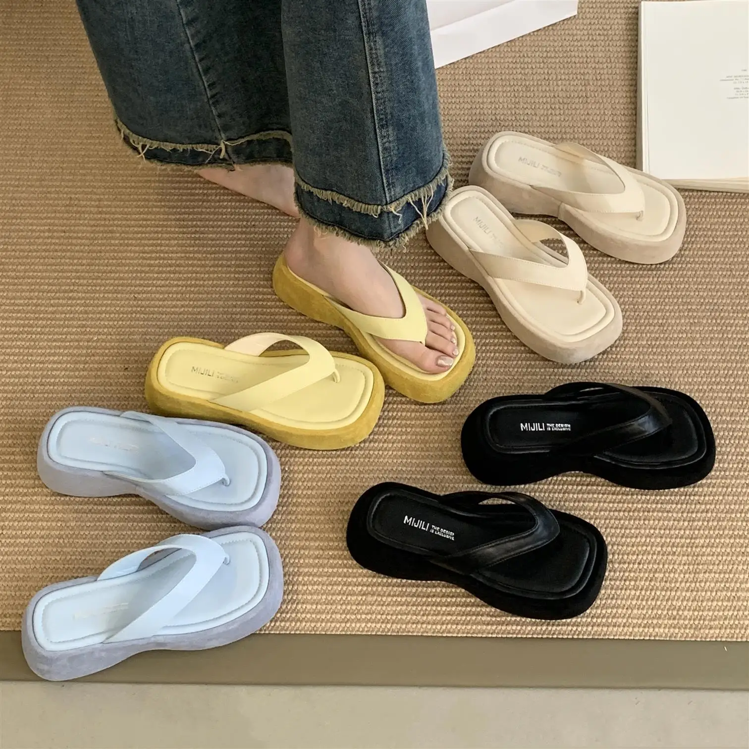 

Женская обувь, женские тапочки 2024, лоферы на средней платформе, новые мягкие летние пляжные шлепанцы, женские тапочки, летние лоферы Shale Fe